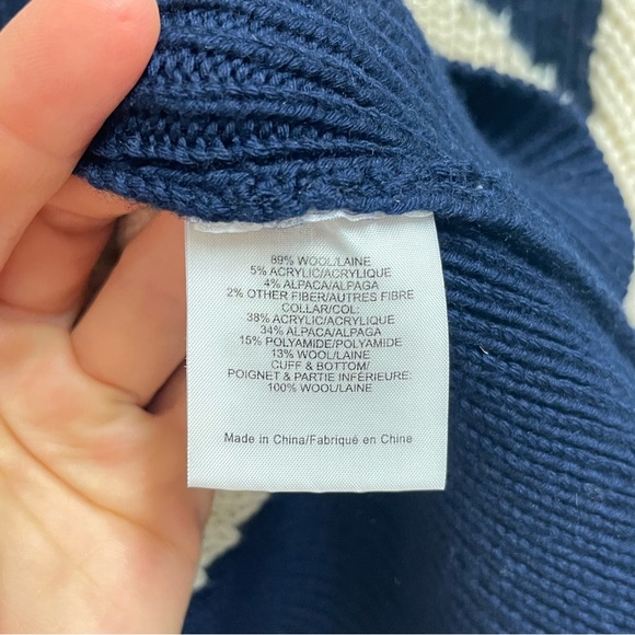 Tory Burch Cream and Navy Zip Front Wool Blend Jacket - Picture 7 of 12